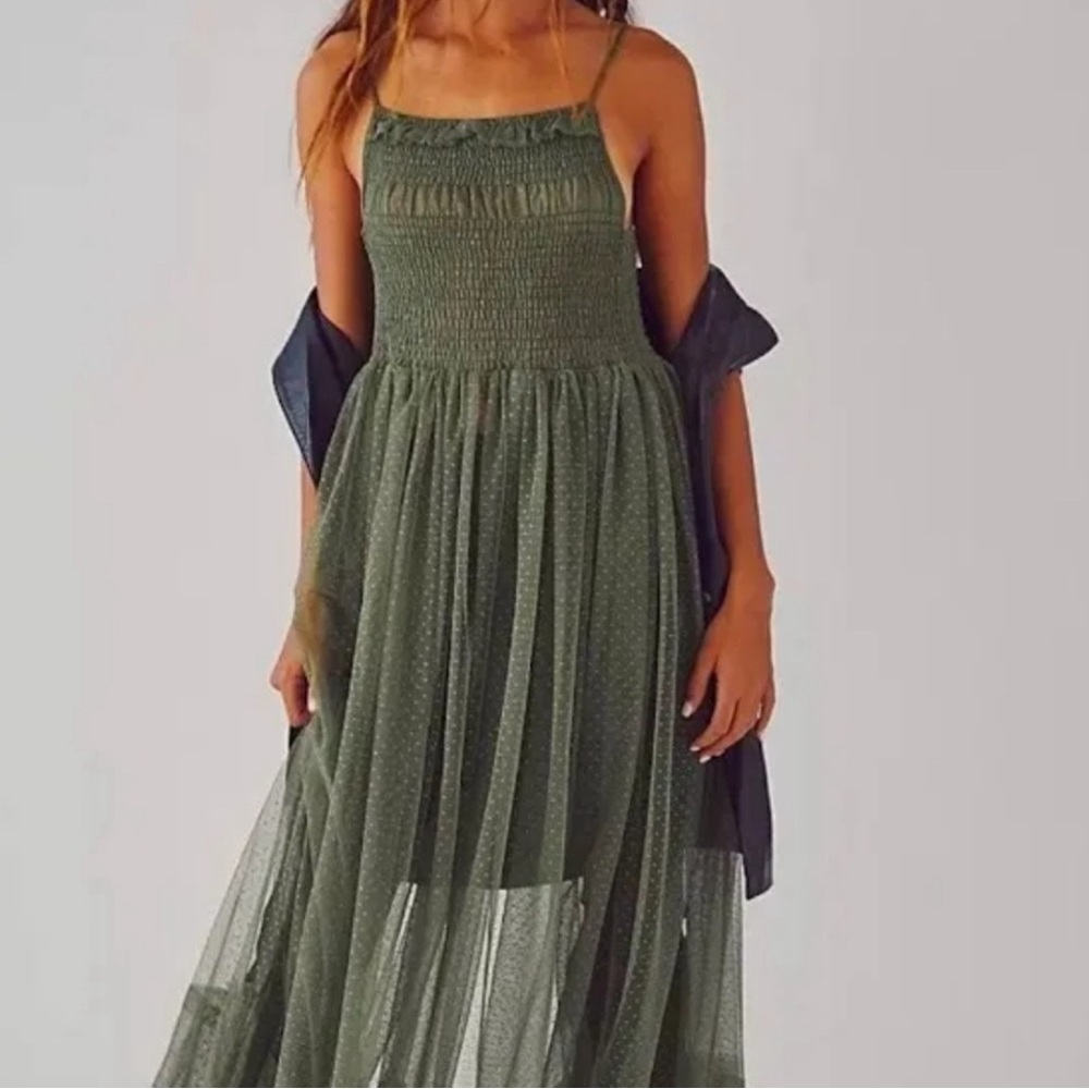NWOT Free People Intimately Can’t Stop Won’t stop Mesh Slip Dress - Picture 1 of 4